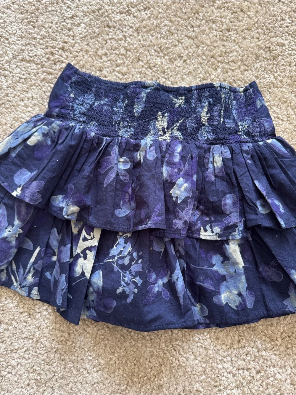 GAP Navy Floral Ruffled Tiered Mini Skirt